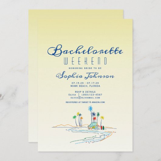 ビーチウィークエンドバチェロレッテの旅程招待状 招待状 (正面/裏面)