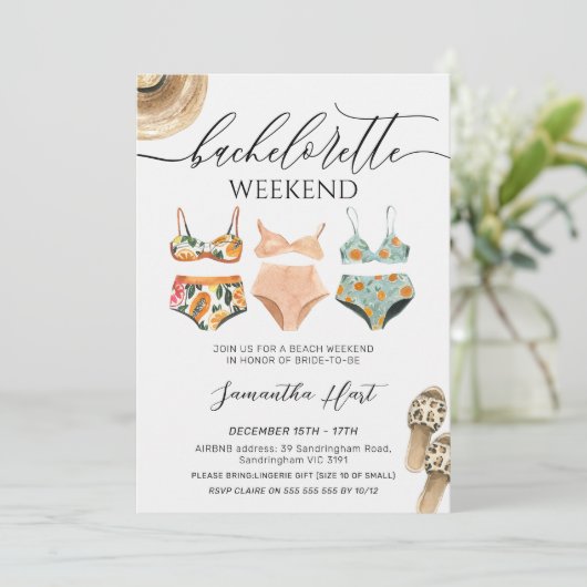 ビーチウィークエンドビキニバチェロレッテブライダルシャワー 招待状 (スタンド正面)