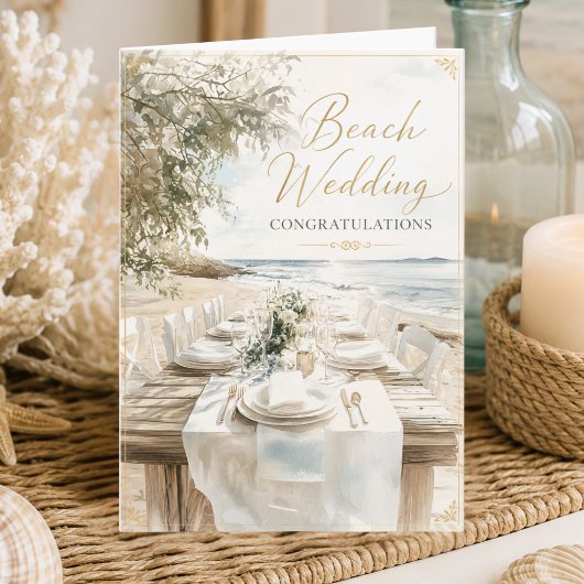 ビーチウェディングおめでとう 海辺の結婚式 カード