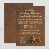 ビーチウェディングのヒトデ招待状 招待状 (正面/裏面)