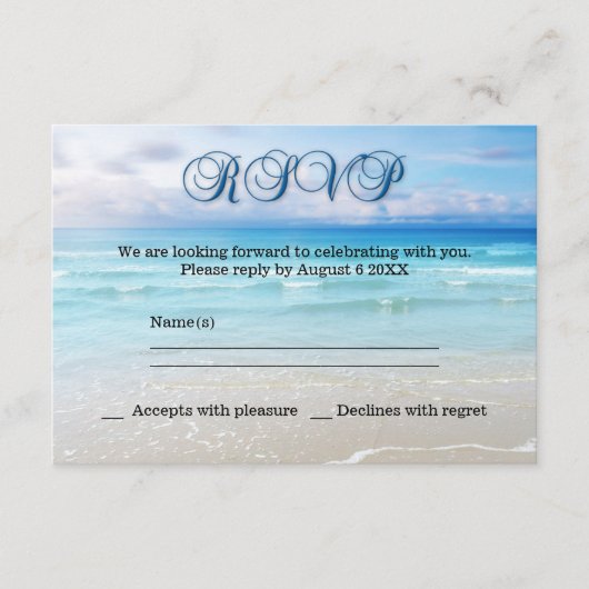 ビーチウェディングの出欠確認カード 出欠カード (正面)
