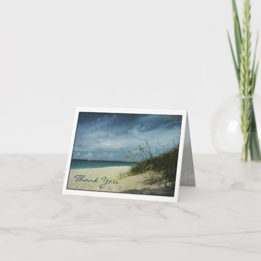 ビーチウェディングの感謝カード サンキューカード (正面)
