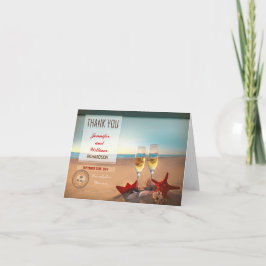 ビーチウェディングの感謝カード サンキューカード