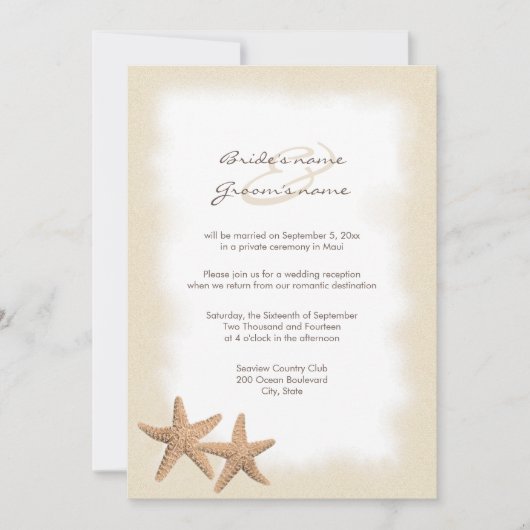 ビーチウェディングの披露宴のみの招待状 招待状 (正面)