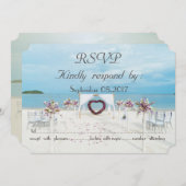 ビーチウェディングの花のアーチ  -  出席のご連絡お願いします 招待状 (正面/裏面)