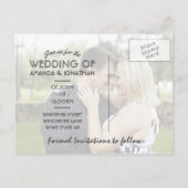 ビーチウェディングの記念写真付きSave the Date 案内ポストカード (裏面)
