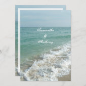 ビーチウェディングまたはデスティネーションワエディング ブルーオーシャン 招待状 (正面/裏面)