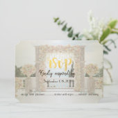 ビーチウェディングアーバー花ローズRSVP 招待状 (スタンド正面)