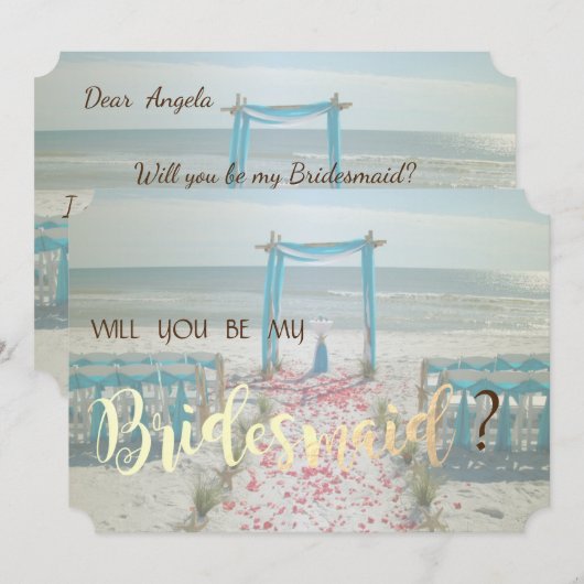 ビーチウェディングアーバー ブライズメイドカード 招待状 (正面/裏面)
