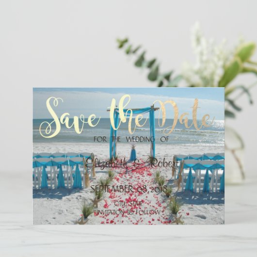 ビーチウェディングアーバー　保存日付 セーブザデート (スタンド正面)