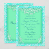 ビーチウェディングウェーブデザインレハーサルディナー 招待状 (正面/裏面)