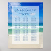 ビーチウェディングオーシャン写真12テーブル席次表 ポスター (正面)