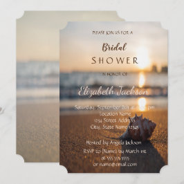 ビーチウェディングサンセットシーシェルブライダルシャワー 招待状