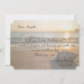 ビーチウェディングサンセット シーシェル ブライズメイドカード 招待状 (裏面)