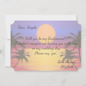 ビーチウェディングサンセット ブライズメイドカード 招待状 (裏面)