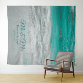 ビーチウェディングターコイズトロピカルオーシャン背景 タペストリー (インサイチュ(横))
