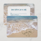 ビーチウェディングハートの出欠確認 招待状 (正面/裏面)