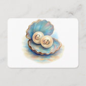 ビーチウェディングパール シェル エレガント オーシャンテーマ エンクロージャーカード (裏面)