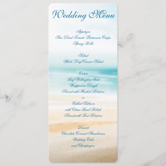 ビーチウェディングメニュー オーダーメイド招待状 メニュー (正面)