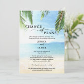 ビーチウェディング中止のお知らせカード セーブザデート (スタンド正面)