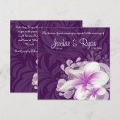 ビーチウェディング招待状 プルメリア 花 紫の葉 招待状 (正面/裏面)