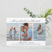 ビーチウェディング3枚の写真付きSave the Date セーブザデート (スタンド正面)