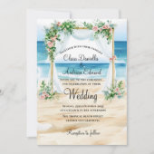 ビーチウェディング・ウォーターカラー結婚式 案内状 (正面)