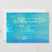 ビーチウェディング ウォーターカラー モダン フォト 招待状 (裏面)