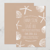 ビーチウェディング エレガント ニュートラルなスター・フィッシュ サンド・ダラー 招待状 (正面/裏面)