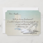 ビーチウェディング, ガラス, ハイヒール  ブライズメイドカード 招待状 (裏面)