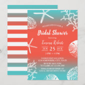 ビーチウェディング サンゴ礁 ブライダルシャワー 招待状 (正面/裏面)