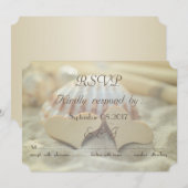 ビーチウェディング, シェル, ウッドハーツ ご参加のお返事 招待状 (正面/裏面)