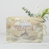 ビーチウェディング, シェル, ウッドハーツ   返信 招待状 (スタンド正面)