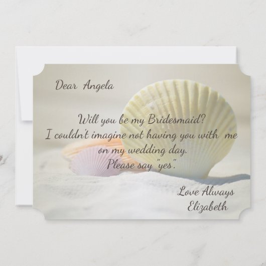 ビーチウェディング シェル オン サンド ブライズメイド カード (裏面)