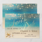 ビーチウェディング シェル ライト  保存の日付 セーブザデート (正面/裏面)