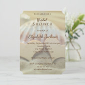 ビーチウェディング、、シーシェル、ウッドハーツ ブライダルシャワー 招待状 (スタンド正面)