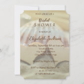 ビーチウェディング、、シーシェル、ウッドハーツ ブライダルシャワー 招待状 (正面)