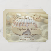 ビーチウェディング、シーシェル、ウッドハーツ 保存日付のお知らせ セーブザデート (正面/裏面)