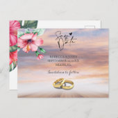 ビーチウェディング・セーブ・ザ・デートのポストカード 案内ポストカード (正面/裏面)