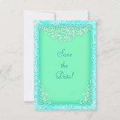 ビーチウェディング・セーブ・ザ・デート アクアとグリーンの波 セーブザデート (裏面)