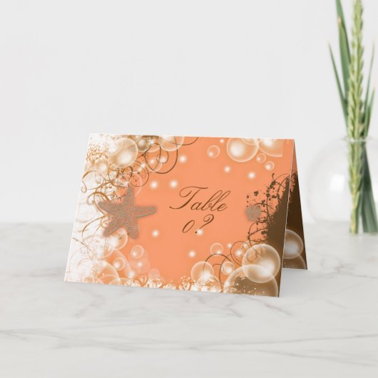 ビーチウェディング テーマ 〜 テーブル席 2名様席 サンキューカード (正面)