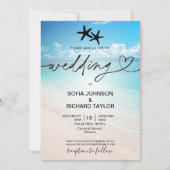 ビーチウェディング デスティネーション トロピカル ヒトデ 海 招待状 (正面)