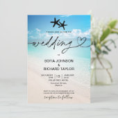 ビーチウェディング デスティネーション トロピカル ヒトデ 海 招待状 (スタンド正面)