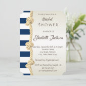 ビーチウェディング ネイビーロープ ストライプ  ブライダルシャワー 招待状 (スタンド正面)