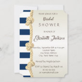 ビーチウェディング ネイビーロープ ストライプ  ブライダルシャワー 招待状 (正面)