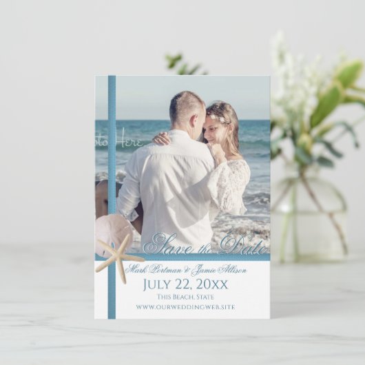 ビーチウェディング ハマグリ ヤドカリ 保存日付 招待状 (スタンド正面)