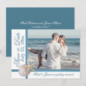 ビーチウェディング ハマグリ ヤドカリ 保存日 招待状 (正面/裏面)