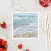 ビーチウェディング ハート イン ザ サンド エレガント スタンダードカクテルナプキン (インサイチュ)