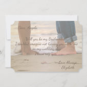 ビーチウェディング フットプリントのブライズメイドカード 招待状 (裏面)