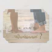 ビーチウェディング フットプリントのブライズメイドカード 招待状 (正面/裏面)